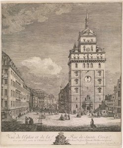 Die ehemalige Kreuzkirche zu Dresden, Blatt der Folge "Dresdner Veduten" von Bernardo Bellotto