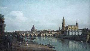 Dresden vom rechten Ufer der Elbe, unterhalb der Augustusbrücke, 1748