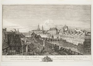 Außenansicht des italienischen Tores der Stadtmauern von Dresden von Bernardo Bellotto