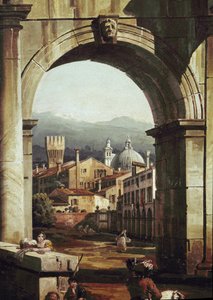 Römische Caprice mit Tür und Wänden (Detail) von Bernardo Bellotto