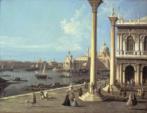 Das Bacino di San Marco und die Kirche Santa Maria della Salute, Venedig, von der Piazzetta aus von Bernardo Bellotto