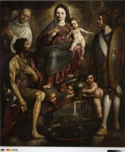Bernardo Castello und die Heiligen Georg und Battista bitten Unsere Liebe Frau für die Stadt Genua