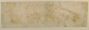 Salomo und die Königin von Saba (recto); Skizze der Königin von Saba (verso)
