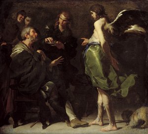 Der junge Tobias heilt seinen blinden Vater, um 1640 von Bernardo Cavallino