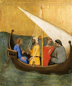 Predella-Panel, das eine Szene aus "Die Legende des heiligen Gürtels" darstellt von Bernardo Daddi