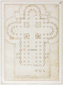 Plan von St. Peter, Codex Coner, 1513-15 (Tinte auf Papier) von Bernardo Della Volpaia Bernardo Della Volpaia