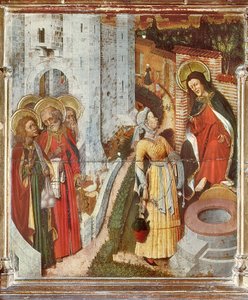 Jesus und die Samariterin, Detail vom Verklärungsaltar, um 1445 (Gemälde auf Holz) von Bernardo Martorell