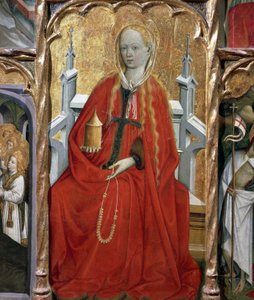 Maria Magdalena, Detail (vom Altarbild der hl. Maria Magdalena), von Bernat Martorell, katalanische gotische Kunst