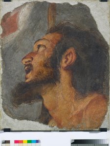 Kopf von Johannes dem Täufer, Fragment eines abgelösten Freskos, 1622 von Bernardo Strozzi