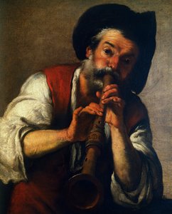 Pfeifer, von Bernardo Strozzi, Öl auf Leinwand, 73x61 cm. Italien von Bernardo Strozzi