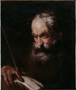 Porträt eines alten Mannes mit einem Buch von Bernardo Strozzi