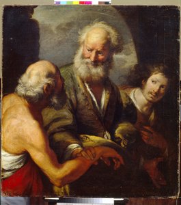 Der heilige Petrus heilt einen Gelähmten - Bernardo Strozzi, Öl auf Leinwand, italienische Kunst (Genua) von Bernardo Strozzi