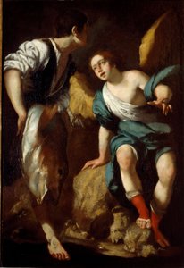 Der junge Tobias und der Erzengel Raphael (Tobias und der Engel) von Bernardo Strozzi