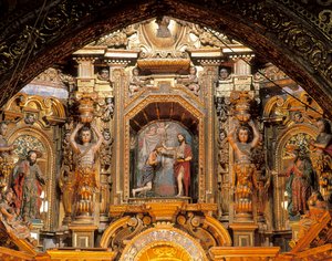 Altarbild der Kirche San Francisco, Quito, Pichincha, Ecuador von Bernardo de Legarda