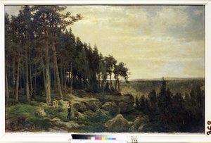 Ein Holzfäller und ein Jäger in einer Waldlandschaft von Berndt Lindholm