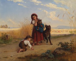 Kinder auf dem Weg zum Erntefeld