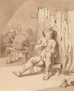 Betrunkener Bauer in einem Gasthaus