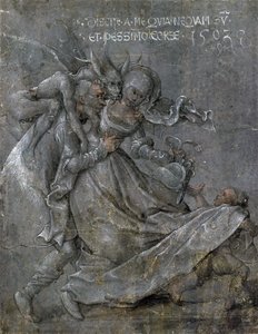 Liebespaar mit dem Teufel und Amor von Bernhard Strigel