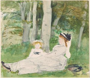 Am Waldrand (Edma und Jeanne) von Berthe Morisot