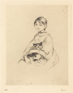 Kleines Mädchen mit Katze, 1888-1890 von Berthe Morisot