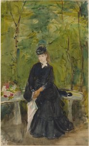 Die Schwester des Künstlers Edma im Park von Berthe Morisot
