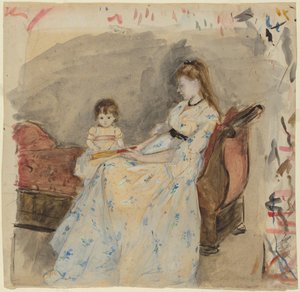 Die Schwester des Künstlers, Edma, mit ihrer Tochter Jeanne von Berthe Morisot