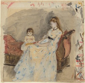 Die Schwester des Künstlers, Edma, mit ihrer Tochter Jeanne, 1872 von Berthe Morisot