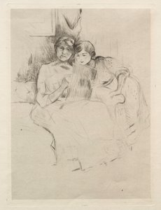 Die Zeichenstunde (Berthe Morisot zeichnet mit ihrer Tochter) von Berthe Morisot
