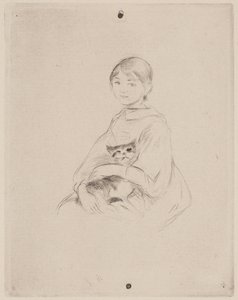 Junges Mädchen mit Katze (Julie Manet) von Berthe Morisot