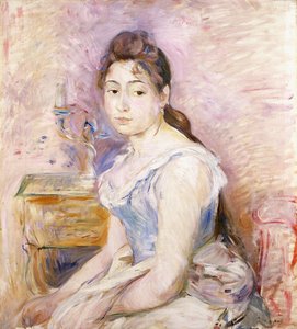 Junge Frau im blauen Korsett von Berthe Morisot
