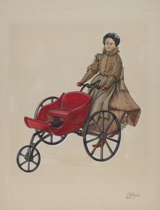 Kinderwagen und Puppe