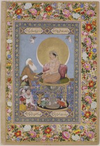Jahangir bevorzugt einen Sufi-Scheich vor Königen, um 1618