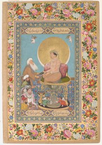 Jahangir bevorzugt einen Sufi-Scheich vor Königen aus dem St. Petersburger Album