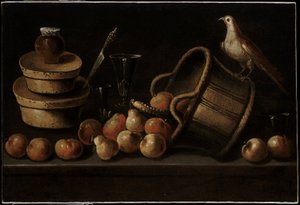 Stillleben mit Früchten und einem Vogel von Blas de Ledesma