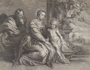 Die Heilige Familie mit einem Papagei, ca. 1625-59 von Boetius Adams Bolswert
