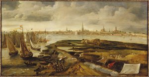 Íñigo de Borja wehrt eine niederländische Streitmacht ab, die versucht, in der Nähe von Antwerpen zu landen, 17. Mai 1605, ca. 1640