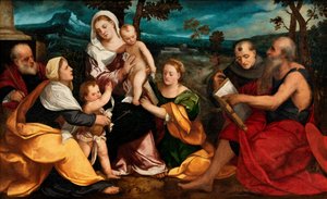 Die Heilige Familie umgeben von Heiligen, um 1530