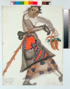 Kostüm für die Oper "Snegurotschka" (oder Das Schneemädchen, Frühlingsmärchen) von Nikolai Rimski-Korsakow, Aquarell von Boris Dmitrijewitsch Grigorjew von Boris Dmitrievich Grigoriev