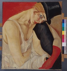 Frau mit Zylinder von Boris Dmitrievich Grigoriev