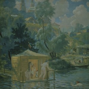 Badende, 1921 von Boris Mikhailovich Kustodiev