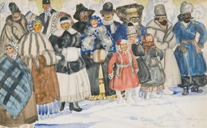 Kostümentwurf für die Oper Die Macht des Bösen von A. Serov, 1919 von Boris Mikhailovich Kustodiev