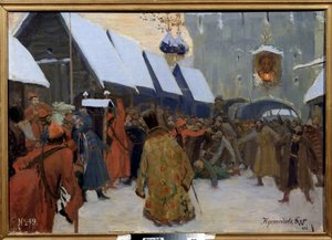 Die Rebellion des Volkes gegen die Bojaren von Boris Mikhailovich Kustodiev