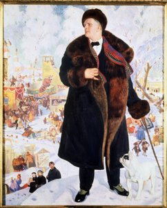 Porträt des Sängers Feodor I. Chaliapin (1873-1938) von Boris Mikhailovich Kustodiev