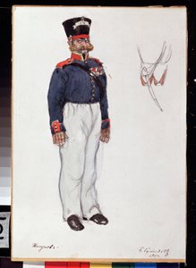Kostümentwurf für das Theaterstück Fiery Heart von Alexander Ostrovski