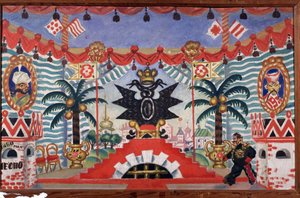 Bühnenbild für das Theaterstück Der Floh von E. Zamyatin, 1925-1926 von Boris Mikhailovich Kustodiev
