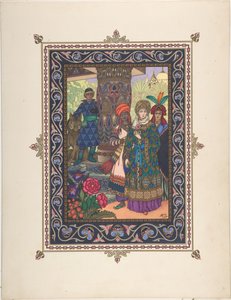 Illustration zum Märchen von Iwan Zarewitsch, dem Feuervogel und dem grauen Wolf, ca. 1925 von Boris Vasilievich Zvorykin