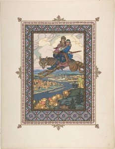 Illustration zum Märchen von Iwan Zarewitsch, dem Feuervogel und dem grauen Wolf, ca. 1925 von Boris Vasilievich Zvorykin