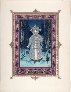 Snegurotschka (oder Snegurka, das Schneemädchen) - Illustration für das Märchen Snegurotschka von Boris Vasilievich Zvorykin