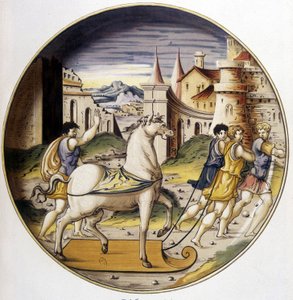 Das Trojanische Pferd - in „Collection of Italian faiences of the XV, XVI and 17th centuries“, entworfen von Carle Delange und Borneman