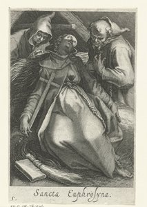 Heilige Euphrosina von Alexandria als Einsiedlerin (Sancta Euphrosyna, Serie: Kluizenaressen, Sacra Eremus Ascetriarum) von Boëtius Adamsz. Bolswert